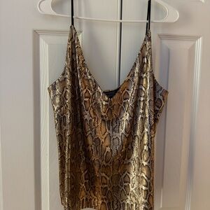 L'AGENCE Brown Snake Print Top, Size L